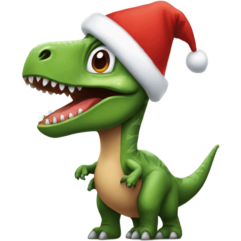 Dinosaur wearing a Christmas hat  emoji