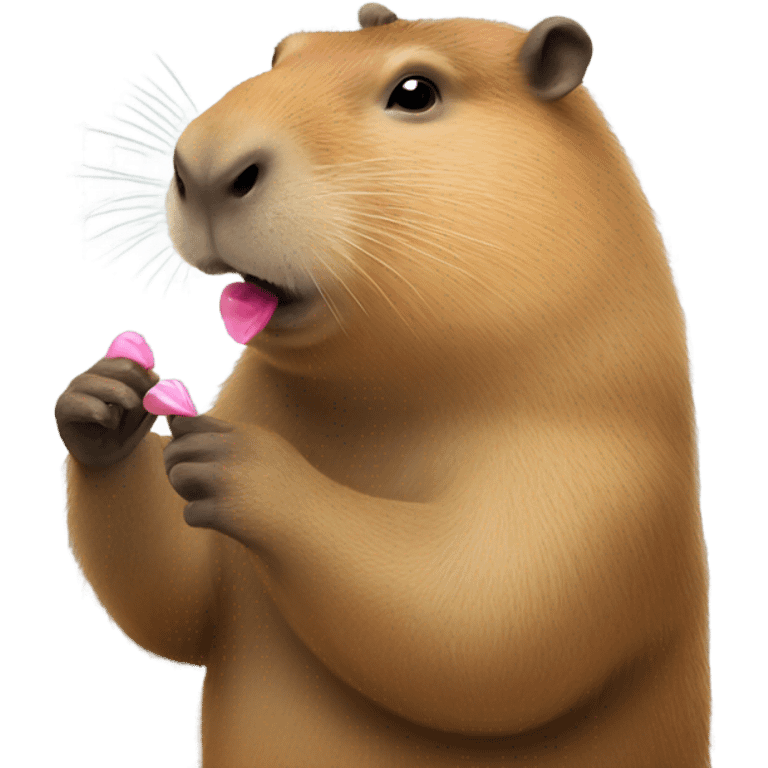 Capybara blowing kisses emoji