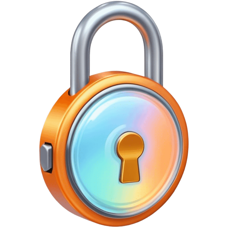 Holographic and glassmorphic light orange lock emoji
