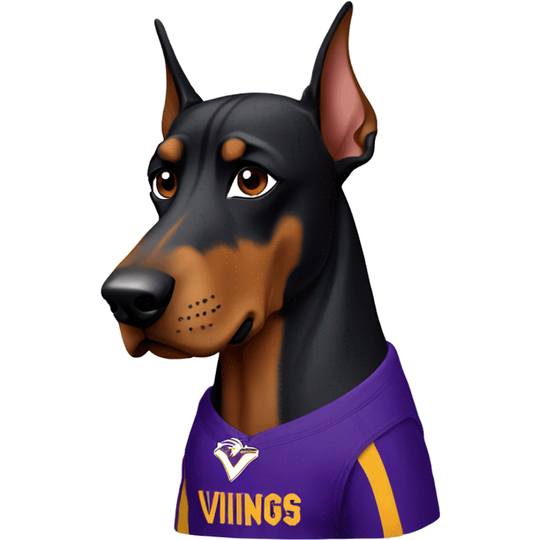 Doberman wearing a Minnesota Vikings Jersey emoji