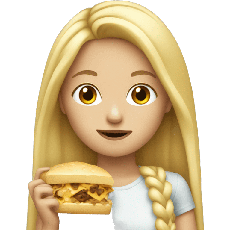 Long Blonde haired girl eating  emoji