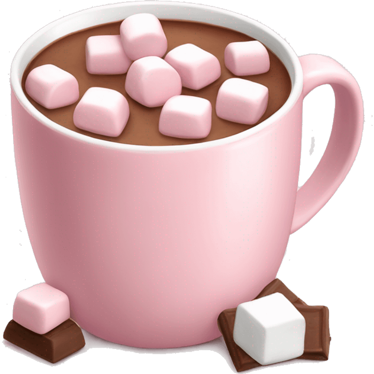 Light Pink mug of hot chocolate with marshmallows  emoji