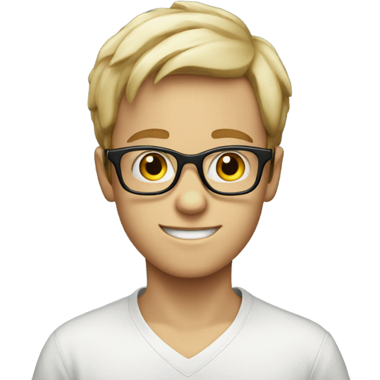 Clever young white boy with glasses  emoji