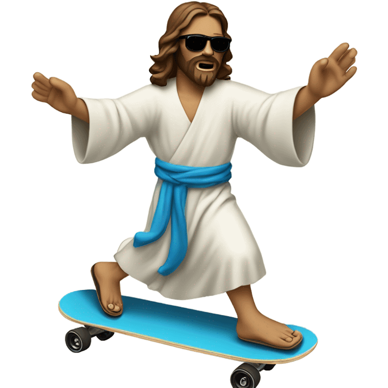 Jesus on a skateboard with sunglasses emoji