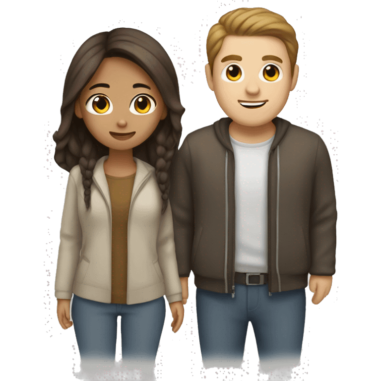 Brown haird asian girl with brown hair white guy emoji