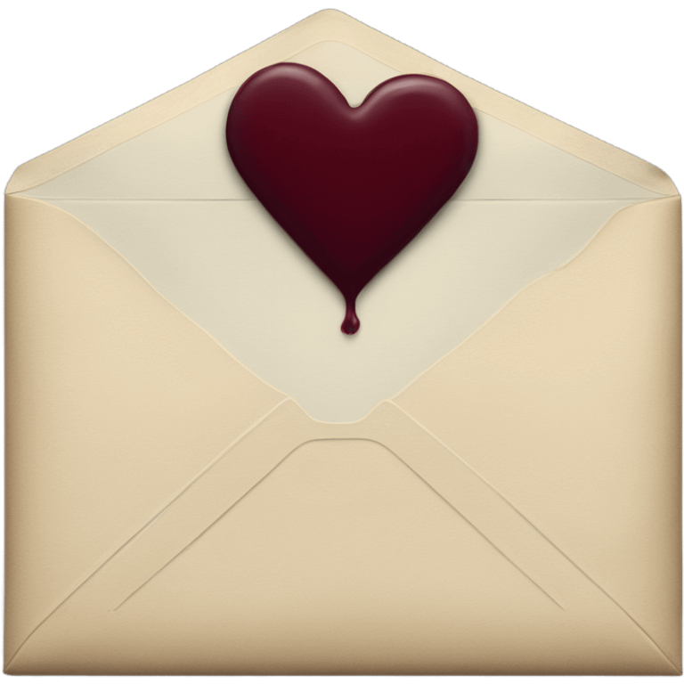 black envelope with burgundy wax heart seal emoji