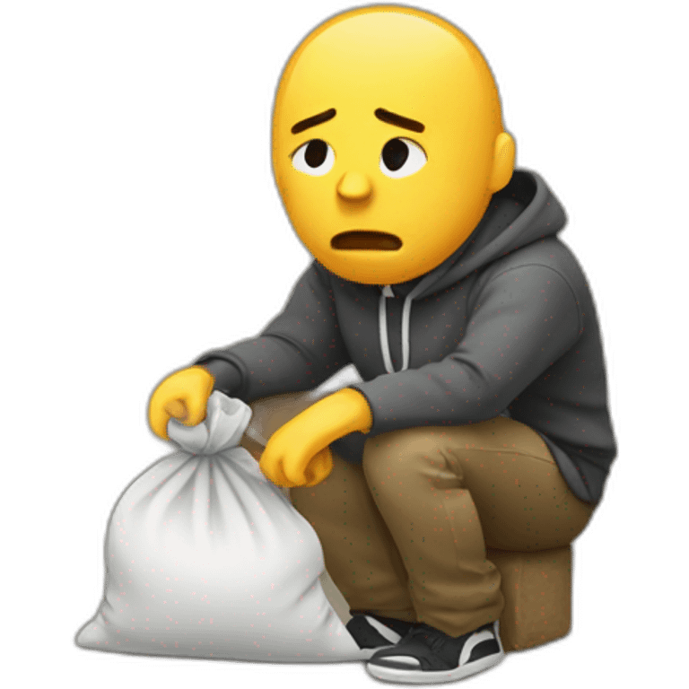 A depressed man with a sack letter emoji