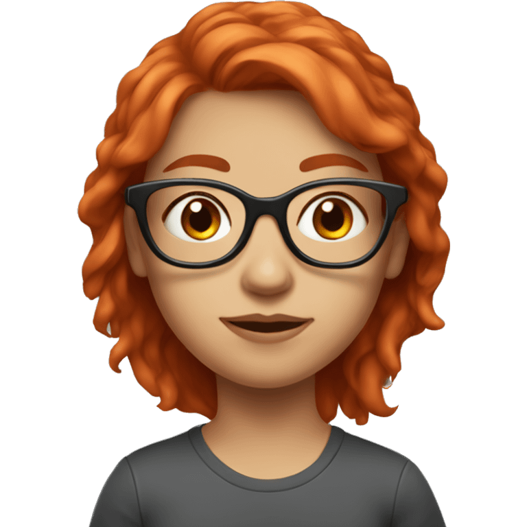 A red-haired girl with glasses and a T-shirt with a name Vanya emoji