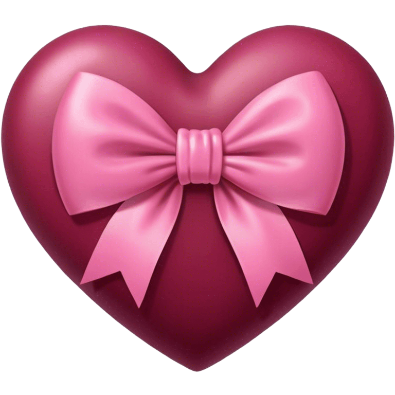 Burgundy heart with a pink bow in the middle emoji