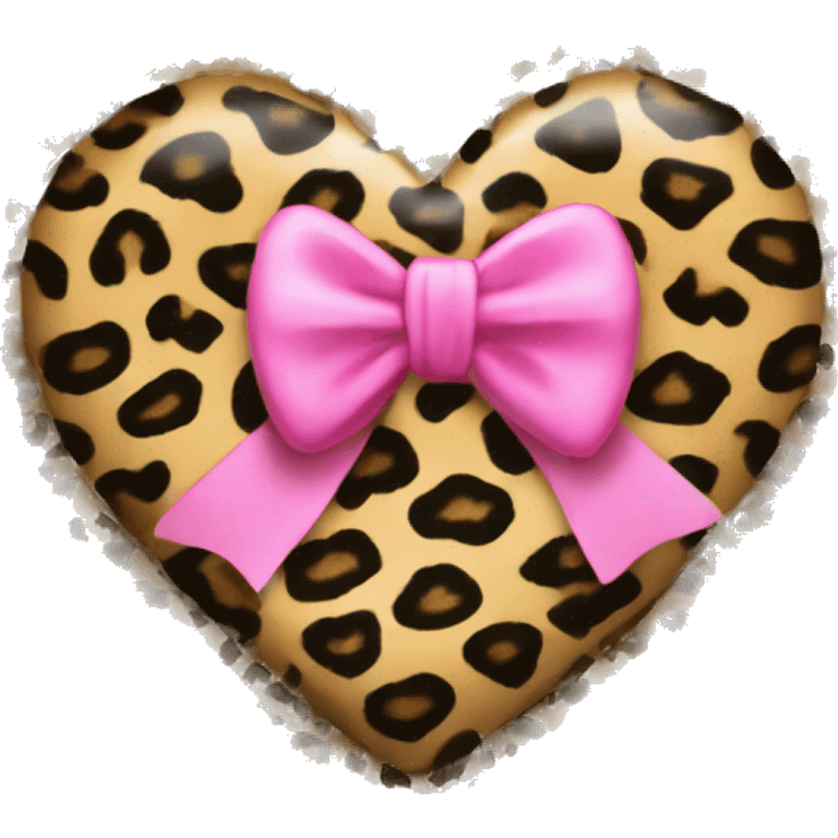 Leopard print love heart with bow emoji