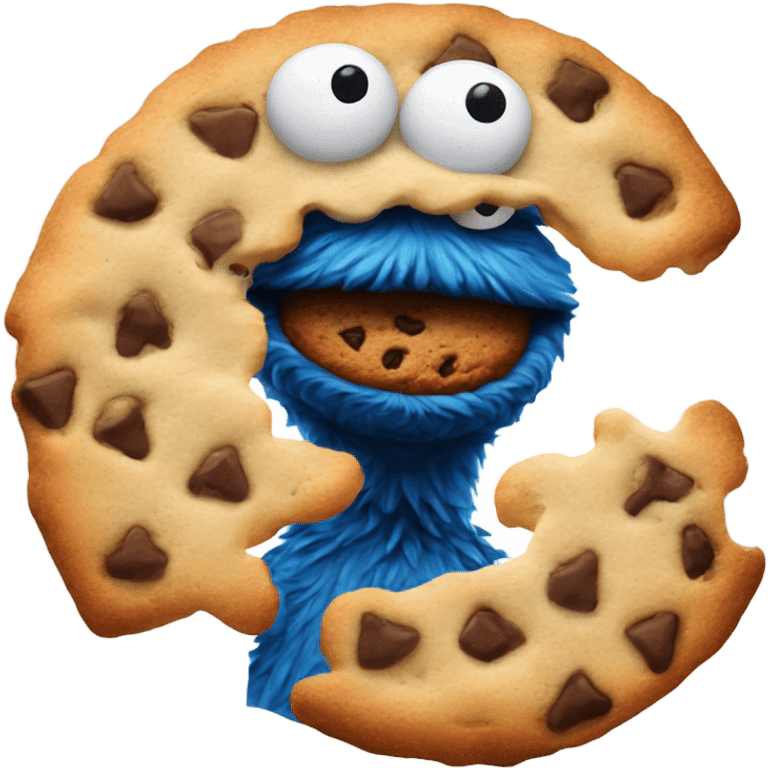 Cookie Monster not eating any cookies with clear, detailed face emoji