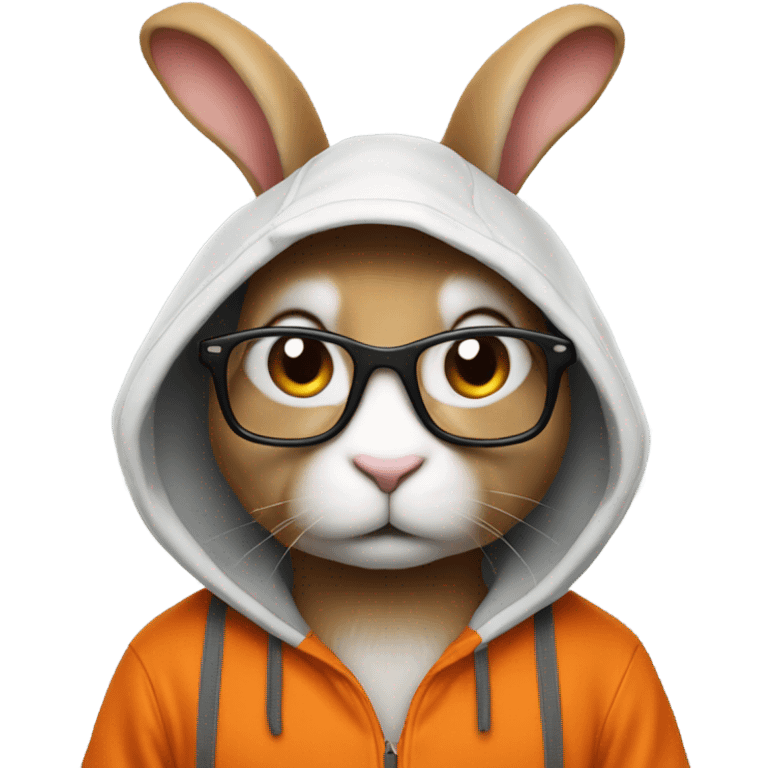  it specialist rabbit with glasses orang hoodie emoji