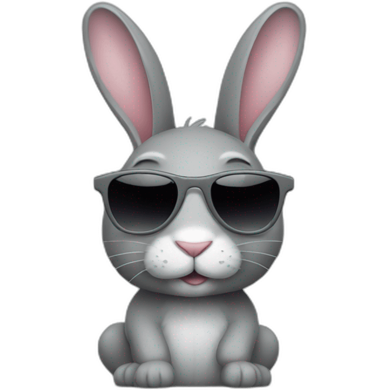 Little slim grey rabbit with sunglasses emoji