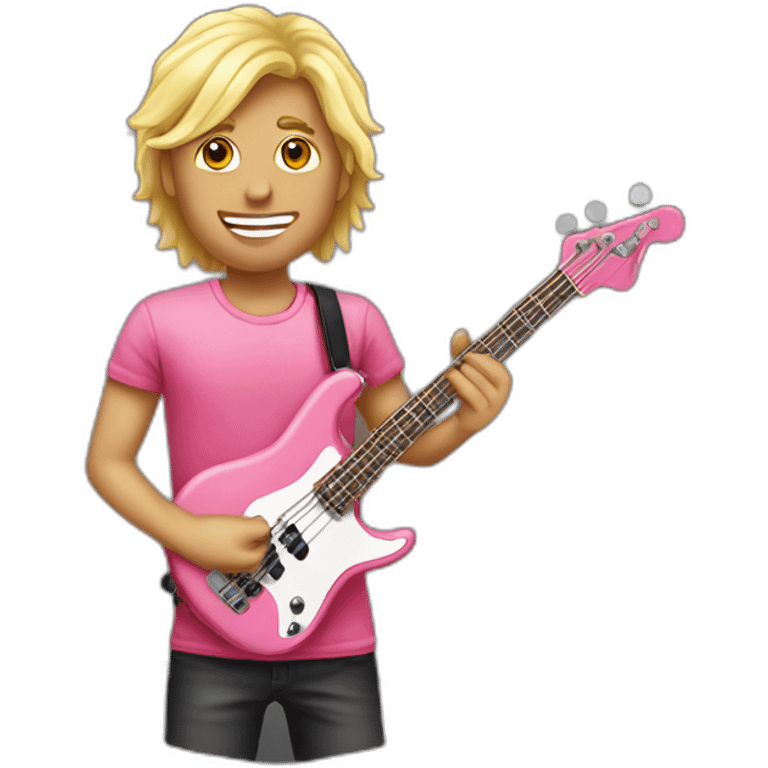 long-blond-bassguitar-player-pink-Tshirt-pink emoji