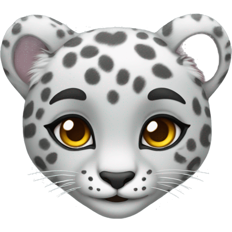 cute snow leopard shows a heart emoji