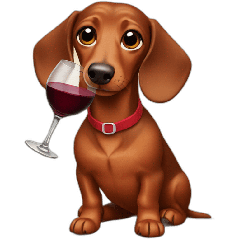 dachshund drinking red wine emoji