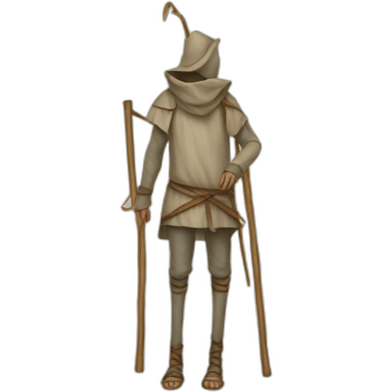 a person walking with stilts on both legs, not using arms, medieval emoji