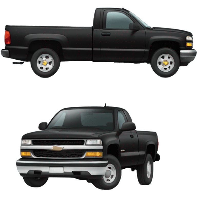 Truck, black 1997 Chevrolet truck extended cab, side view emoji