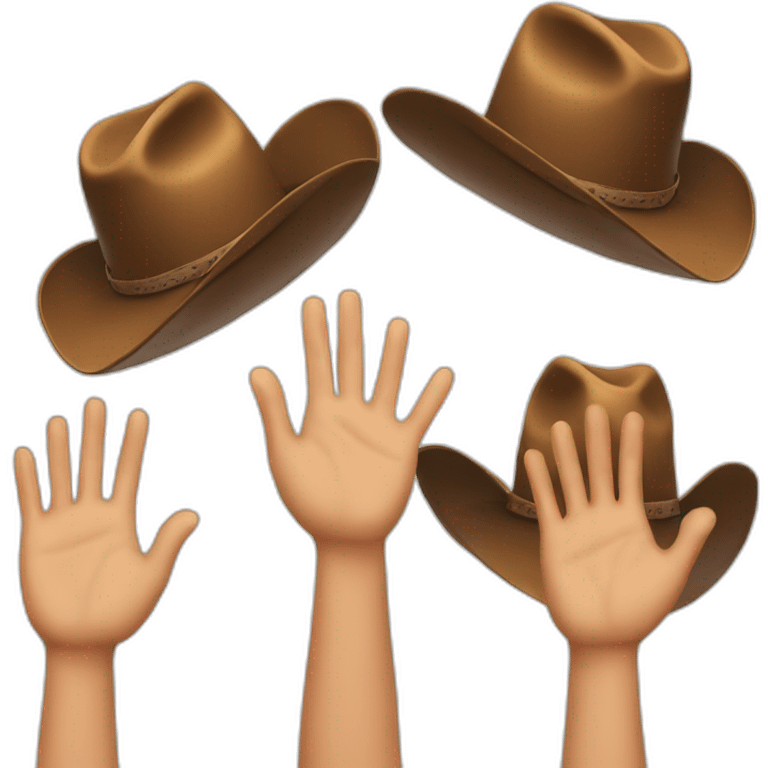 Raised hands with cowboy hats emoji