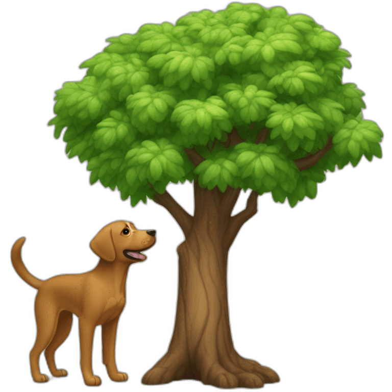 un arbol con un perro abajo emoji