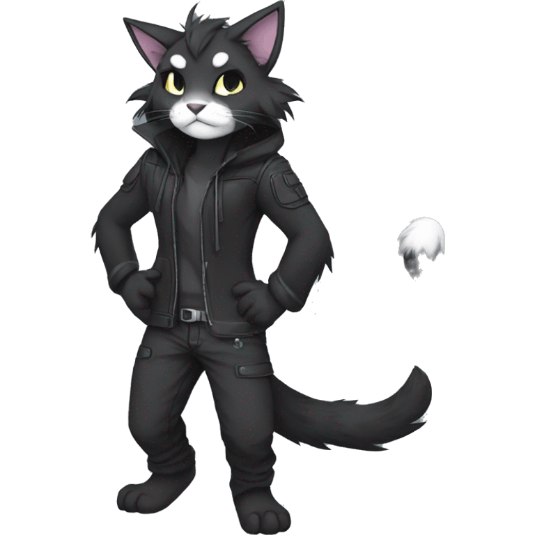 Anthro Dark Edgy Cool Shy Grumpy FurSona Feline Fakemon Full Body emoji