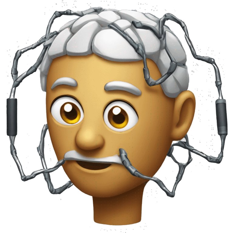 emoji ponderin with two electrodes in his head emoji