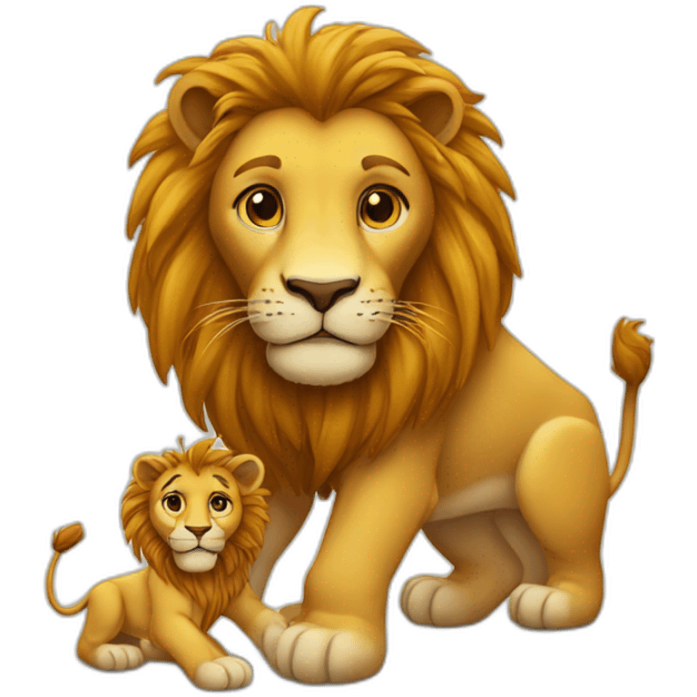 Lion et un bébé lion emoji