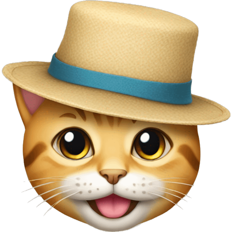 Cat smiling with a hat emoji