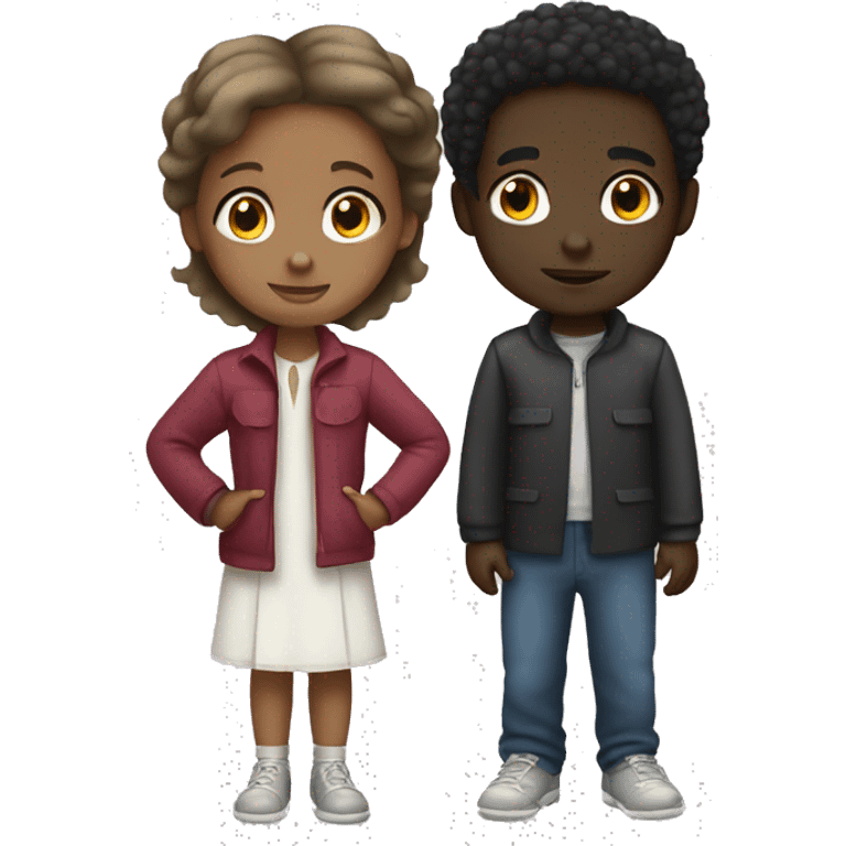 black boy with little white girl emoji