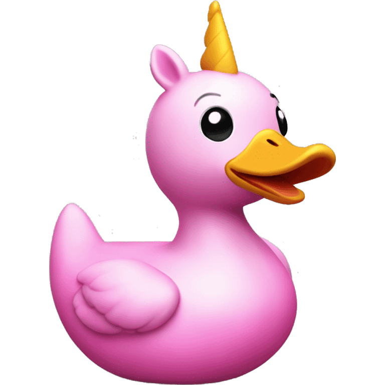 Rubber pink duck in form of a unicorn. Whole duck body should be coloured in pink emoji