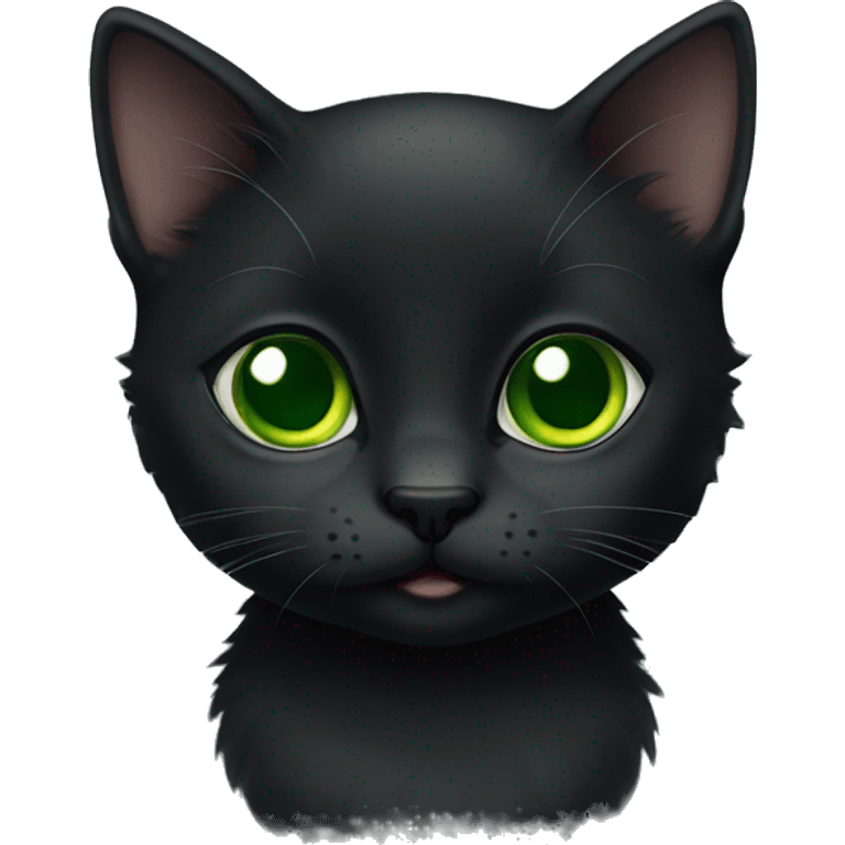 Black kitten green eyes emoji