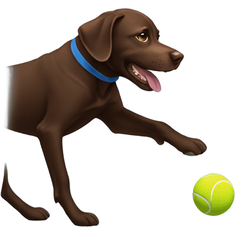 Chocolate lab catching tennis ball emoji