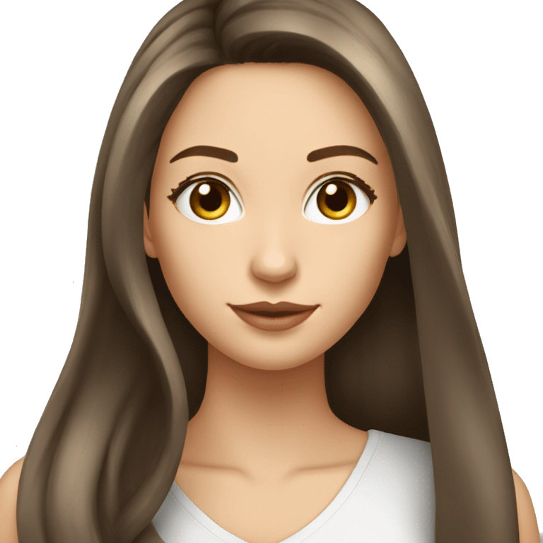 femme cheveux long lisse brune visage blanc emoji