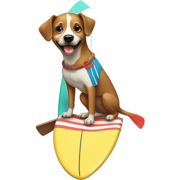 dog with a tutú in a surfing board emoji