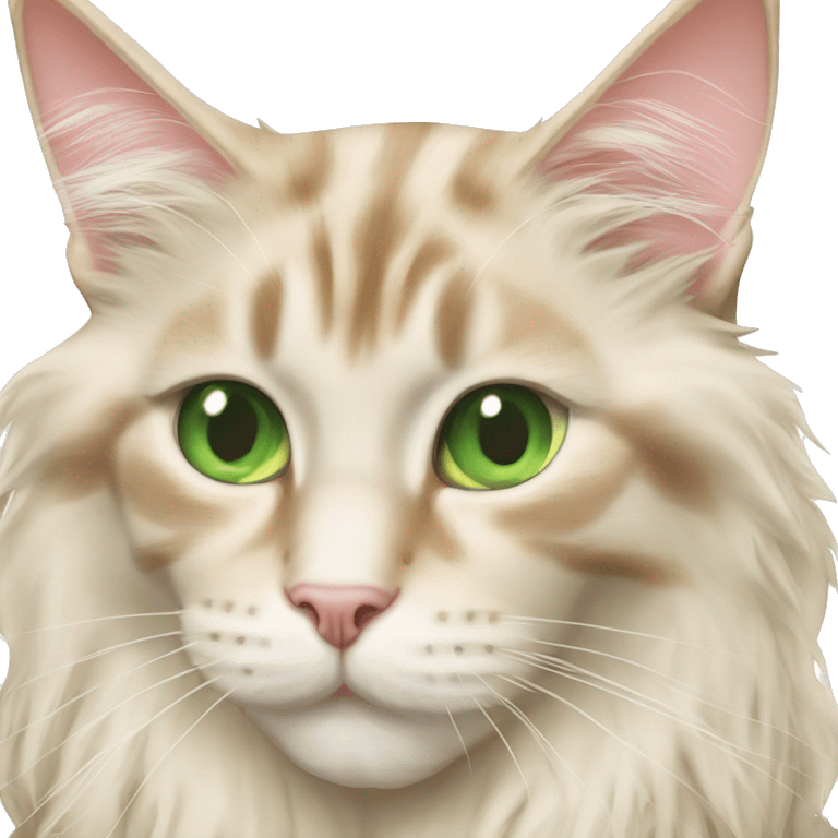 cream coloured maine coon and small tabby cat with green eyes emoji