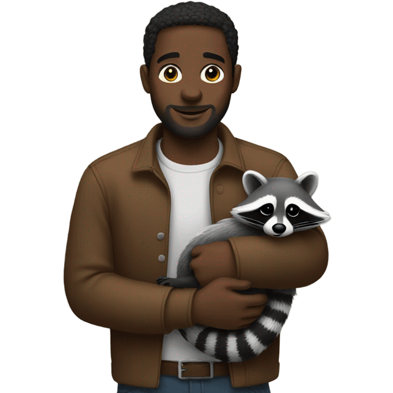 black guy holding a raccoon emoji