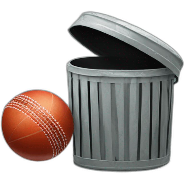 Cricket ball in a trash can emoji