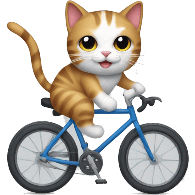 Cat riding bicycle with bi flag emoji