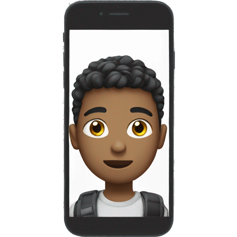 Boy Looks Video on mobile phone emoji