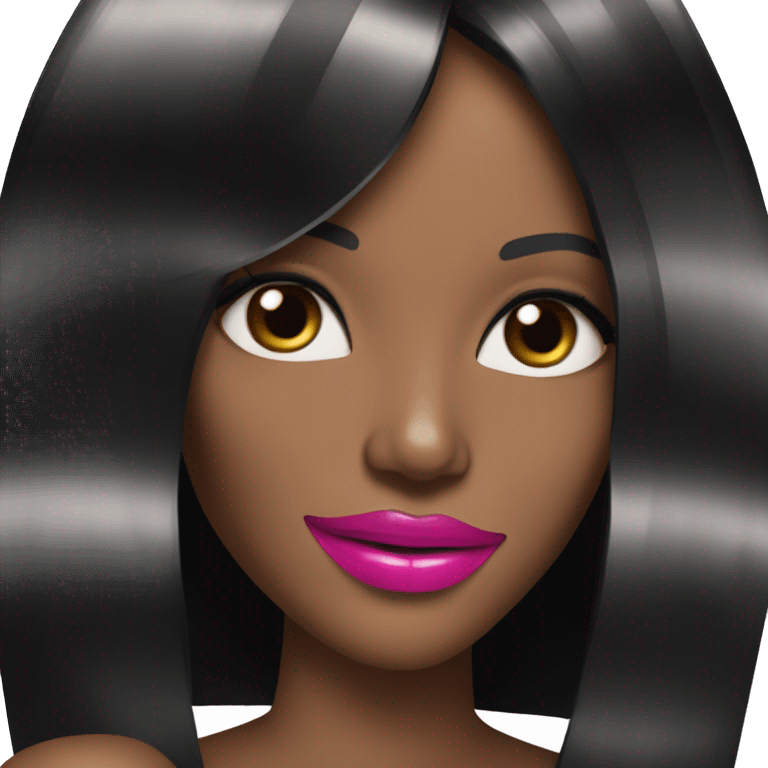 Naomi Campbell long black hair smiling pink lipstick  emoji