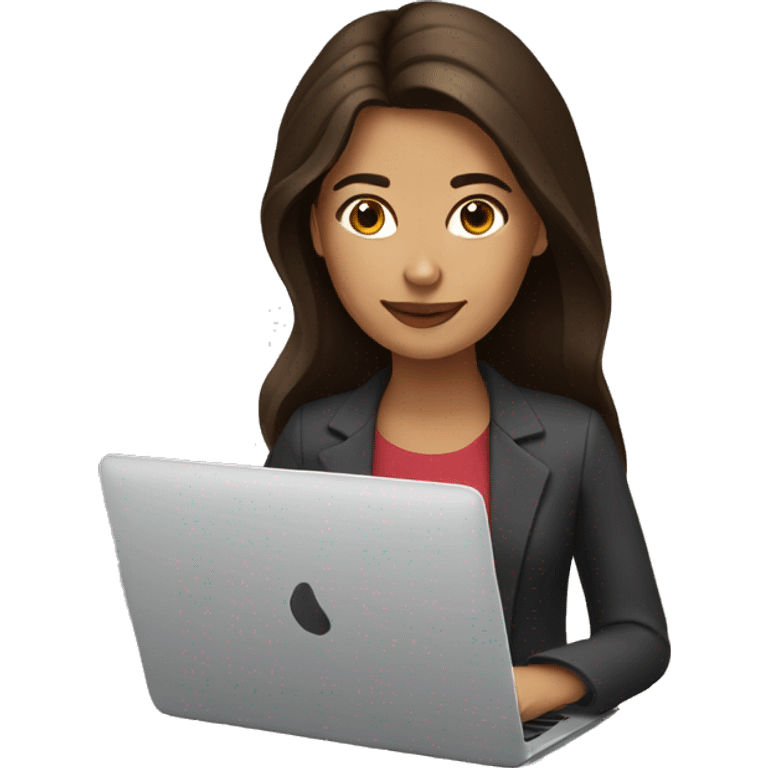 Brunette with laptop and coffee emoji