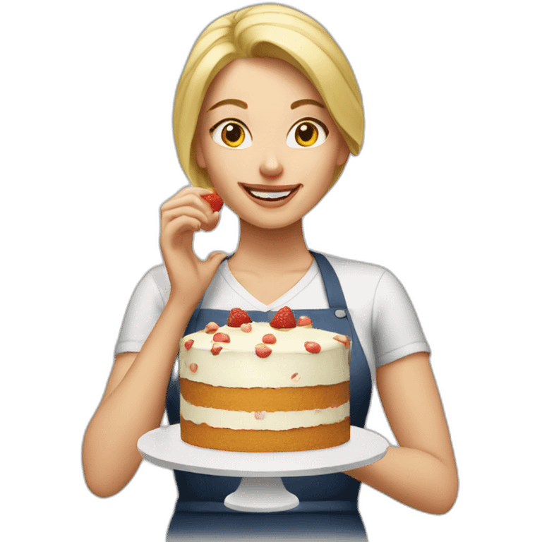 blonde woman making a cake emoji