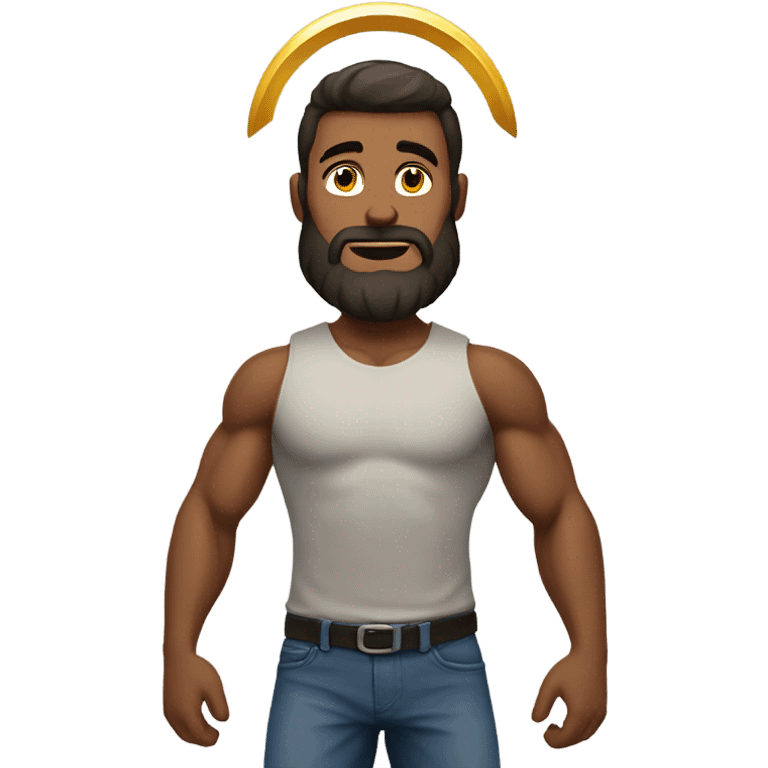 muscular man with beard and halo emoji