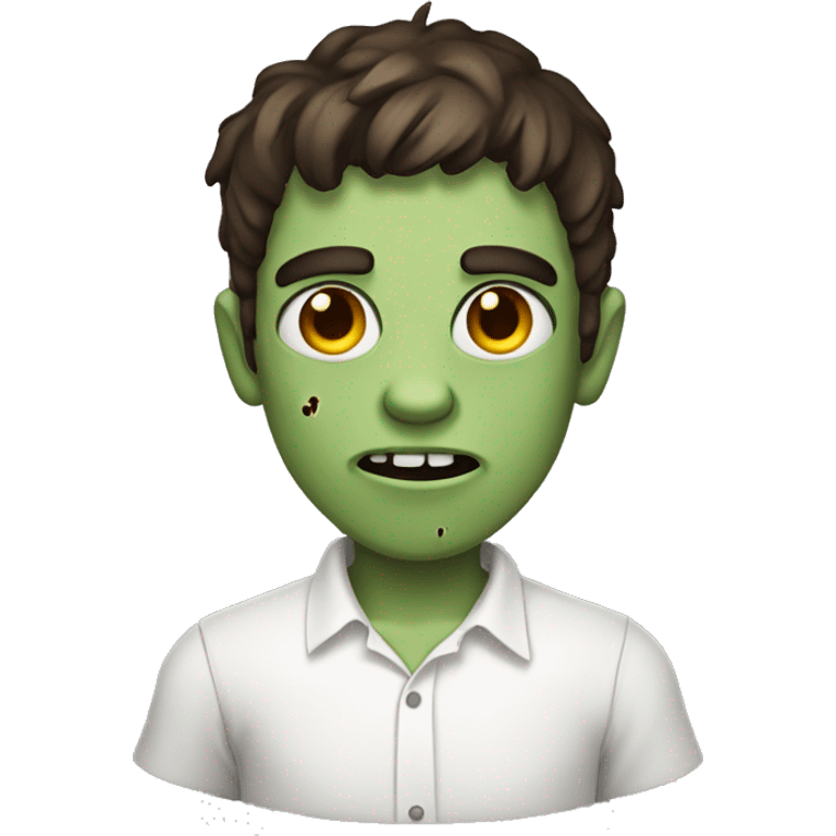 teen boy zombie with medium dark brown hair and white shirt emoji