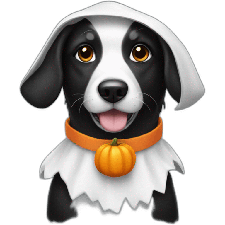 Black and white Dog in Halloween costume emoji