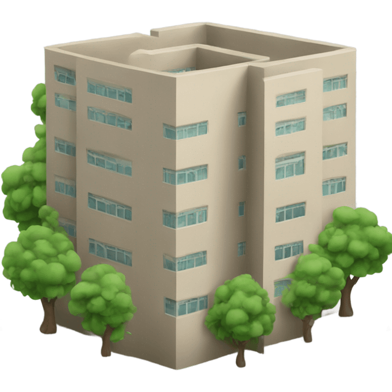 building with many trees emoji