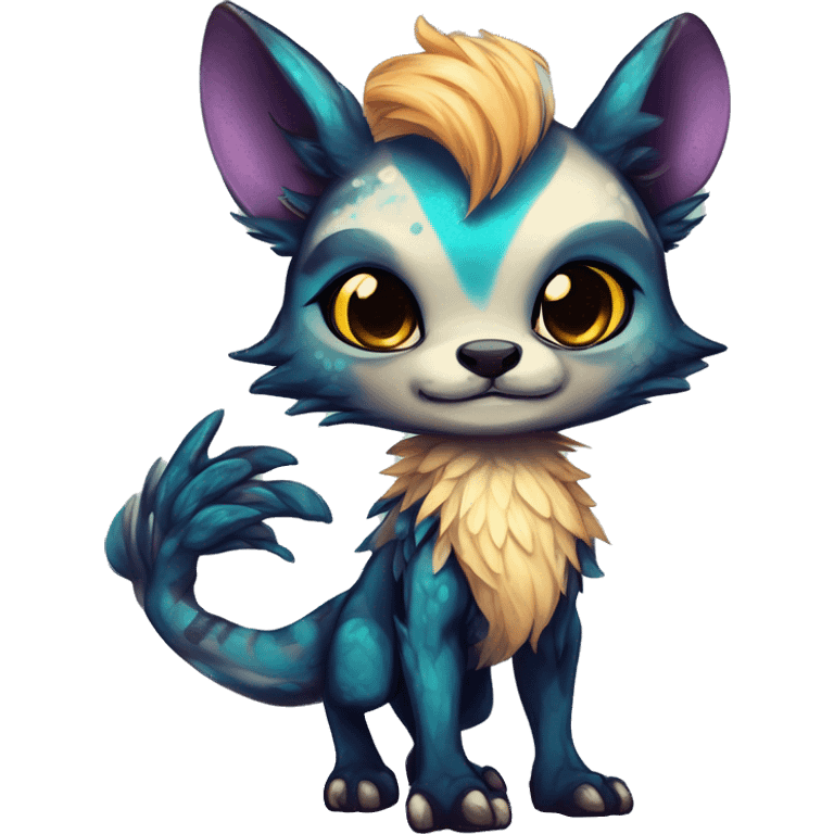 Cool cute Kawaii edgy fantasy shiny chibi animal creature fursona Fionbri vernid by griffsnuff & LiLaiRa & Falvie full bodyal emoji