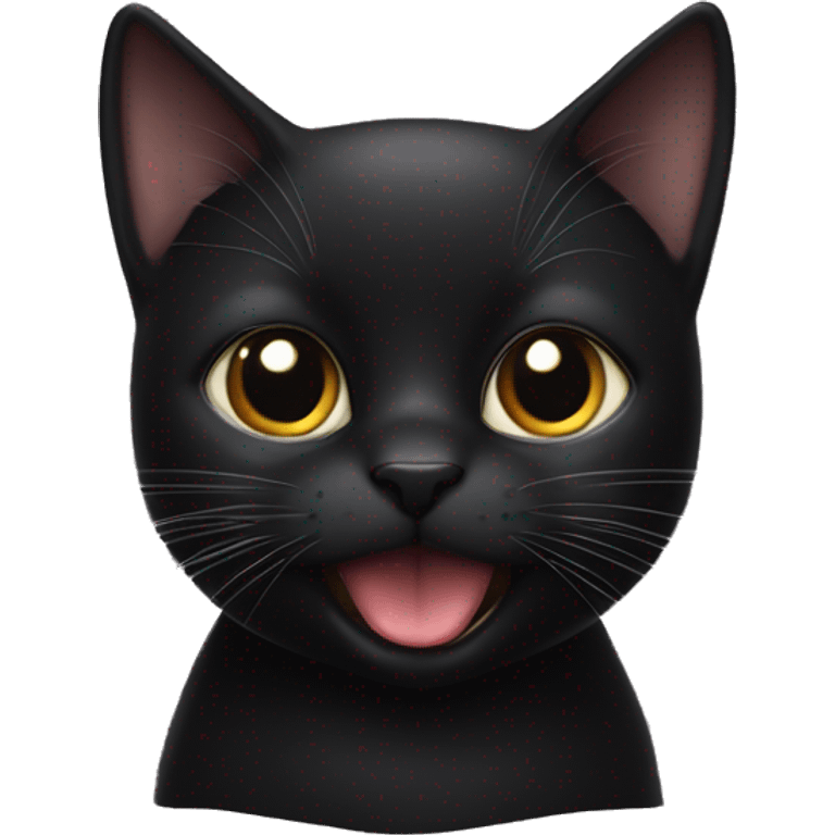 A silly black cat with his tongue barely sticking out￼ emoji