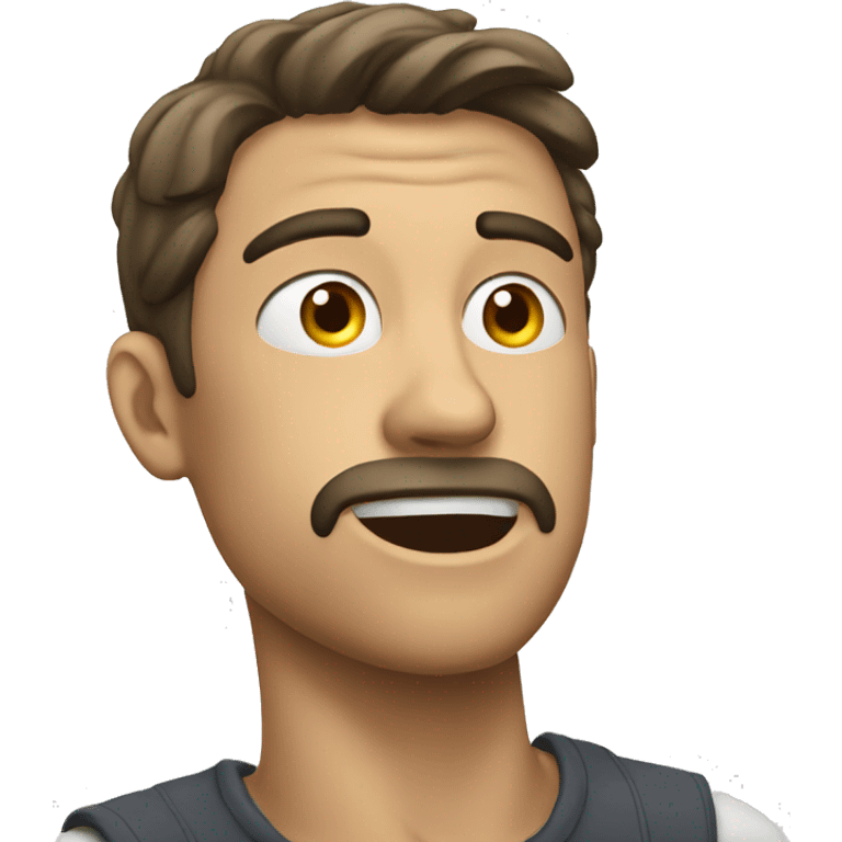 man with hand on face, looking to the left, with open mouth, wondering emoji