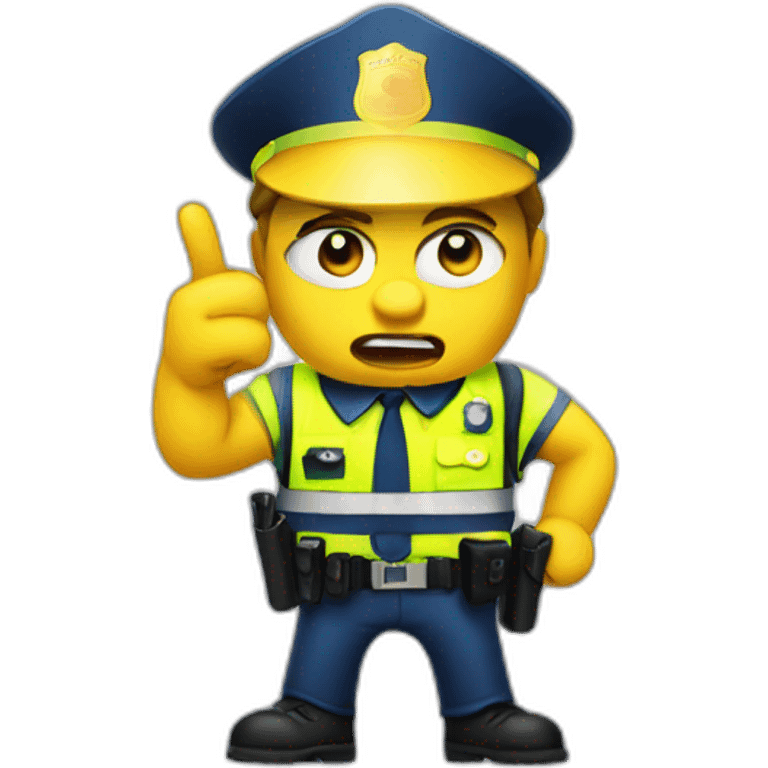 angry police with yellow vest point finger up emoji